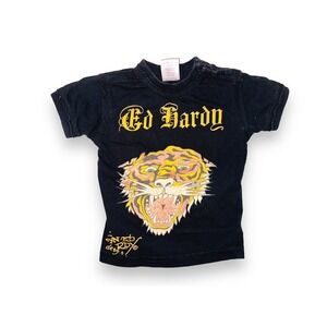 Z2 Vintage Y2K Ed Hardy Graphic T Shirt Tiger Infant Baby Size 3 6 Months